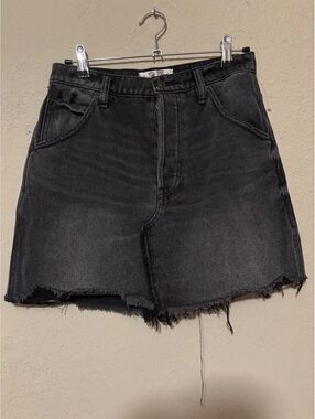 We The Free Black Denim Skirt with Frayed Hem size 27